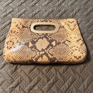 Michael Kors Michael Kors Clutch Purse in Brown & Tan Snakeskin